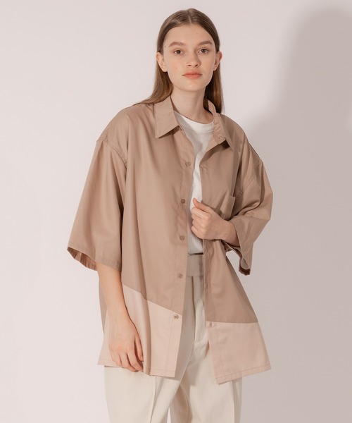 ONCILY（オンシェリー）の「BICOLOR LOOSE SHIRTS / バイカラールーズシャツ（シャツ/ブラウス・メンズ・ネイビー/ベージュ・LARGE/MEDIUM）」の15枚目の写真