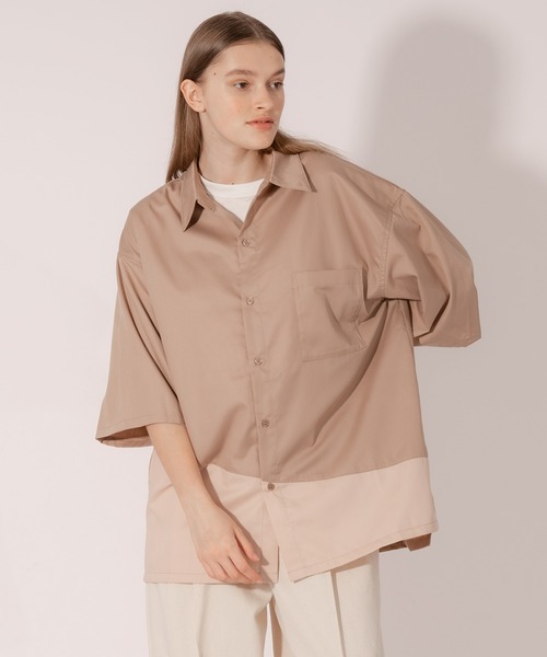 ONCILY（オンシェリー）の「BICOLOR LOOSE SHIRTS / バイカラールーズシャツ（シャツ/ブラウス・メンズ・ネイビー/ベージュ・LARGE/MEDIUM）」の18枚目の写真