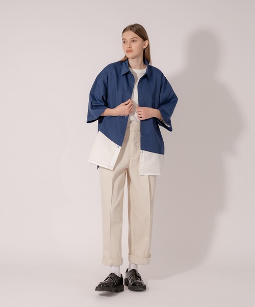 ONCILY（オンシェリー）の「BICOLOR LOOSE SHIRTS / バイカラールーズシャツ（シャツ/ブラウス・メンズ・ネイビー/ベージュ・LARGE/MEDIUM）」の8枚目の写真