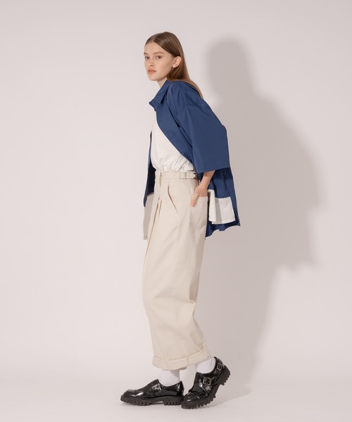 ONCILY（オンシェリー）の「BICOLOR LOOSE SHIRTS / バイカラールーズシャツ（シャツ/ブラウス・メンズ・ネイビー/ベージュ・LARGE/MEDIUM）」の9枚目の写真