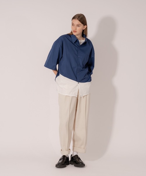 ONCILY（オンシェリー）の「BICOLOR LOOSE SHIRTS / バイカラールーズシャツ（シャツ/ブラウス・メンズ・ネイビー/ベージュ・LARGE/MEDIUM）」の10枚目の写真