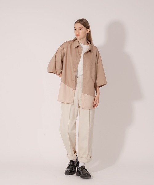 ONCILY（オンシェリー）の「BICOLOR LOOSE SHIRTS / バイカラールーズシャツ（シャツ/ブラウス・メンズ・ネイビー/ベージュ・LARGE/MEDIUM）」の20枚目の写真