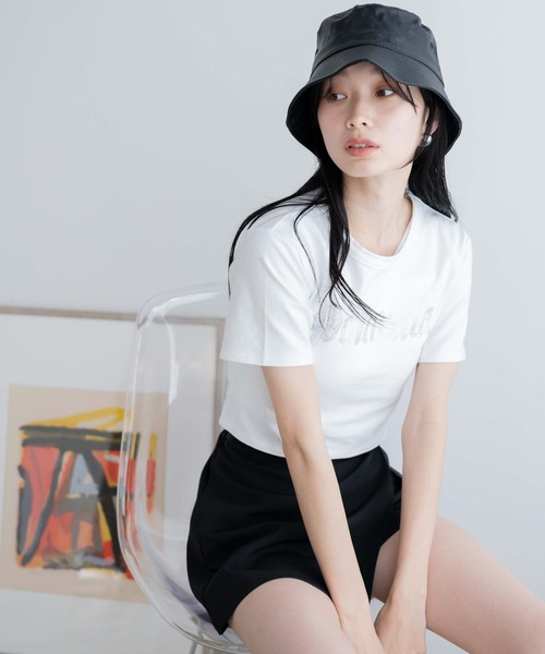 WEGO(ウィゴー)の「WEGO/ラインストーンちびT(Tシャツ/カットソー・レディース・ブラック/ホワイト・FREE)」の7枚目の写真