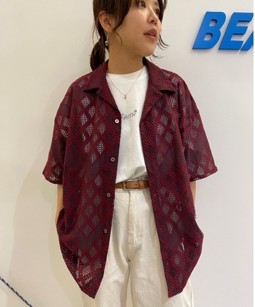 BEAVER（ビーバー）の「B omnivore/ビーオムニボー　RAMBUS OPEN COLLER SHIRT オープンカラーシャツ（シャツ/ブラウス・メンズ・グレー/ブルー/レッド・M）」の15枚目の写真