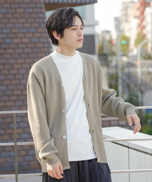 NAVY ニットメッシュカーディガン ベージュ NAVY（ネイビー）の「軽量ニットカーディガン（カーディガン/ボレロ