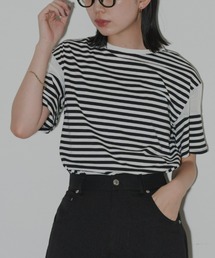 シアー切り替えハーフスリーブTシャツ