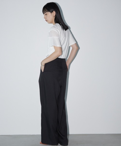 Aunt Marie's（アントマリーズ）の「シアー切り替えハーフスリーブTシャツ（Tシャツ/カットソー・レディース・ブラック/ホワイト/ピンク/その他・FREE）」の9枚目の写真