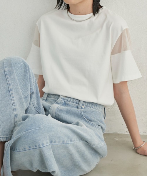 Aunt Marie's（アントマリーズ）の「シアー切り替えハーフスリーブTシャツ（Tシャツ/カットソー・レディース・ブラック/ホワイト/ピンク/その他・FREE）」の11枚目の写真