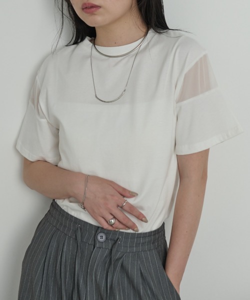 Aunt Marie's（アントマリーズ）の「シアー切り替えハーフスリーブTシャツ（Tシャツ/カットソー・レディース・ブラック/ホワイト/ピンク/その他・FREE）」の19枚目の写真