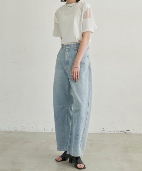 Aunt Marie's（アントマリーズ）の「シアー切り替えハーフスリーブTシャツ（Tシャツ/カットソー・レディース・ブラック/ホワイト/ピンク/その他・FREE）」の5枚目の写真