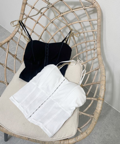 LIPSERVICE(リップサービス)の「フロントホックチェーンベア(キャミソール・レディース・ホワイト/ブラック・FREE)」の3枚目の写真