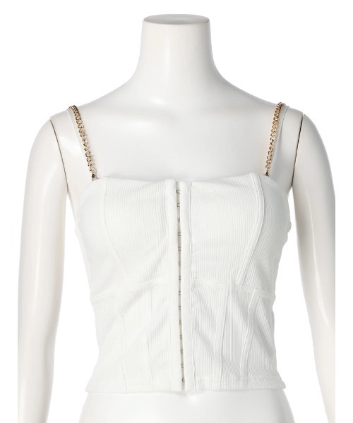 LIPSERVICE(リップサービス)の「フロントホックチェーンベア(キャミソール・レディース・ホワイト/ブラック・FREE)」の5枚目の写真