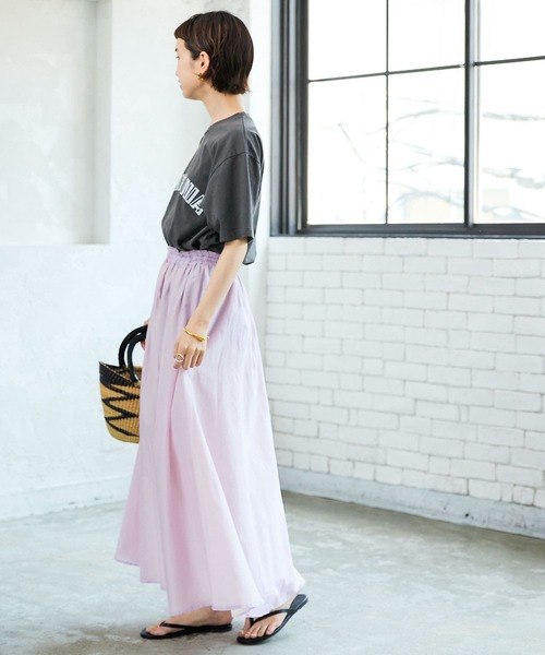 ❤️極美品❤️シルク混　アーバンリサーチ　コットンシルクシフォンギャザースカート URBAN RESEARCH - コットンシルクシフォンギャザースカートの