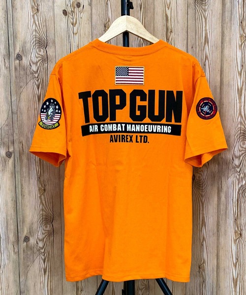 AVIREX（アヴィレックス）の「TOP GUN PATCH & PRINT T-SHIRT トップガン半袖Tシャツ（Tシャツ/カットソー・メンズ・ホワイト/ネイビー/ブラック/オレンジ/オリーブ・M/L/XL/XXL）」の5枚目の写真