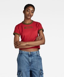 G-STAR RAW（ジースターロゥ）の「RINGER BABY BROTHER LOGO TOP/ロゴリンガーT/クロップド（Tシャツ/カットソー）」