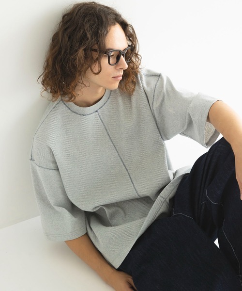 CRAFT STANDARD BOUTIQUE（クラフトスタンダードブティック）の「リサイクル切り替えH/S TEE-B（Tシャツ/カットソー・メンズ・ダークネイビー/ブラック/杢グレー・M/L/XL）」の3枚目の写真