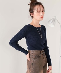 リブ編み」に該当するニット/セーター（ブルー・ネイビー/青色系