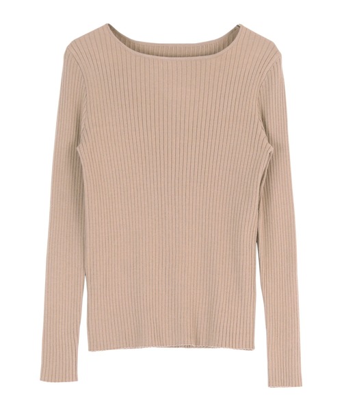 titivate（ティティベイト）の「ボートネックリブ編みニット（ニット/セーター・レディース・ブラック/グレイッシュベージュ/ピンク/ブルーグリーン/アイボリー/ブルー/ホワイト系その他/グレー/レッド/オリーブ/ネイビー・M/S）」の5枚目の写真