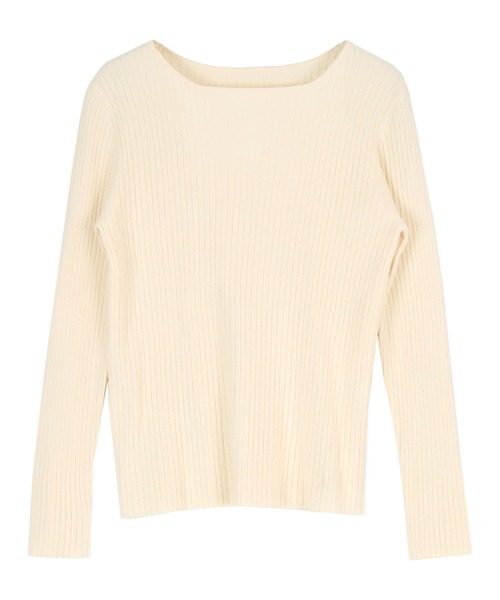 titivate（ティティベイト）の「ボートネックリブ編みニット（ニット/セーター・レディース・ブラック/グレイッシュベージュ/ピンク/ブルーグリーン/アイボリー/ブルー/ホワイト系その他/グレー/レッド/オリーブ/ネイビー・M/S）」の12枚目の写真