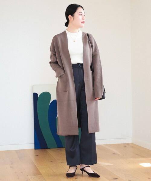 BEAMS HEART(ビームスハート)の「ダブルフェイスニット ロングカーディガン(ウォッシャブル)(カーディガン/ボレロ・レディース・モカ/ネイビー/ベージュ・FREE)」の10枚目の写真