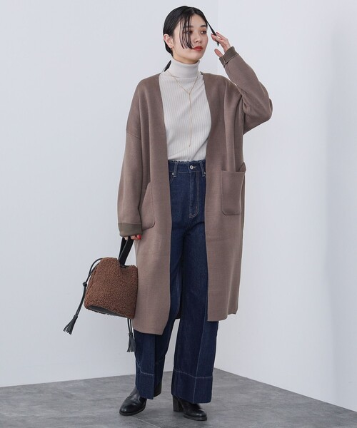 BEAMS HEART(ビームスハート)の「ダブルフェイスニット ロングカーディガン(ウォッシャブル)(カーディガン/ボレロ・レディース・モカ/ネイビー/ベージュ・FREE)」の12枚目の写真