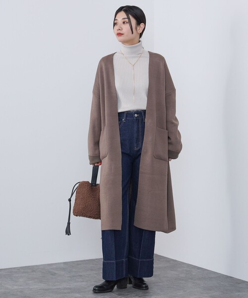 BEAMS HEART(ビームスハート)の「ダブルフェイスニット ロングカーディガン(ウォッシャブル)(カーディガン/ボレロ・レディース・モカ/ネイビー/ベージュ・FREE)」の13枚目の写真