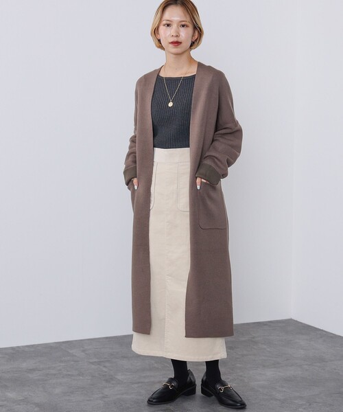 BEAMS HEART(ビームスハート)の「ダブルフェイスニット ロングカーディガン(ウォッシャブル)(カーディガン/ボレロ・レディース・モカ/ネイビー/ベージュ・FREE)」の15枚目の写真