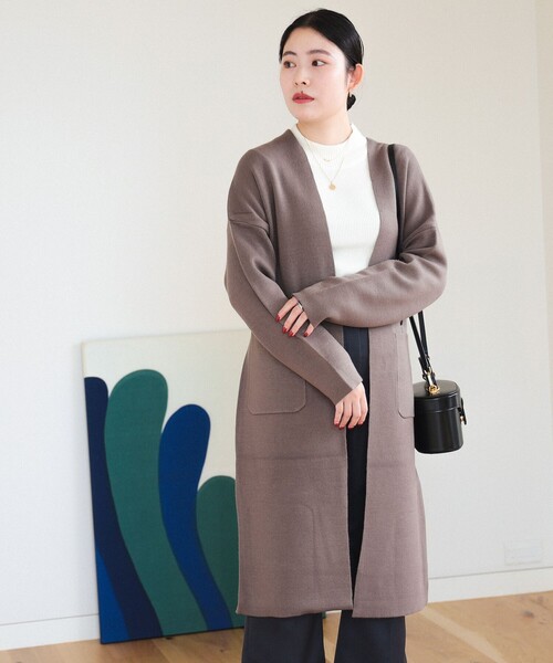 BEAMS HEART(ビームスハート)の「ダブルフェイスニット ロングカーディガン(ウォッシャブル)(カーディガン/ボレロ・レディース・モカ/ネイビー/ベージュ・FREE)」の19枚目の写真