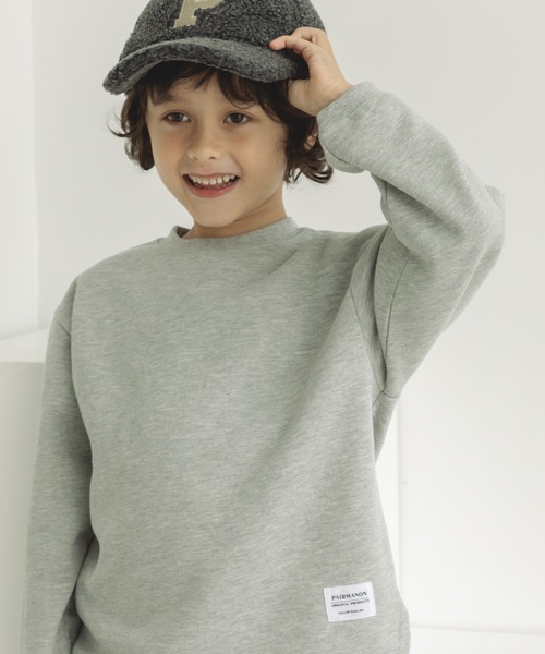 pairmanon(ペアマノン)の「裾ラウンド ネーム付き プルオーバー(スウェット・キッズ・ブルー/ピンク/グレー/グレイッシュベージュ/アイボリー/カーキ/ブラック/ダークブルー/モカ/ブルー系その他3/ラベンダー/マスタード・110/140/100/90/150/120/130)」の4枚目の写真