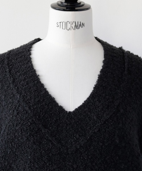 【セール】Vネックツイード風ニットベスト（ベスト）｜ELFRANK（エルフランク）