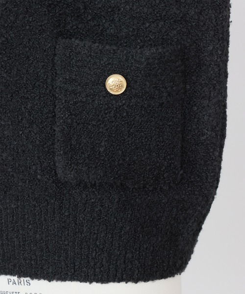 【セール】Vネックツイード風ニットベスト（ベスト）｜ELFRANK（エルフランク）