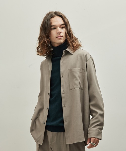 JUNRED(ジュンレッド)の「ウーリーカチオンドレープシャツ(シャツ/ブラウス・メンズ・ベージュ/ダークグリーン/ブラック・L/LL/M)」の3枚目の写真