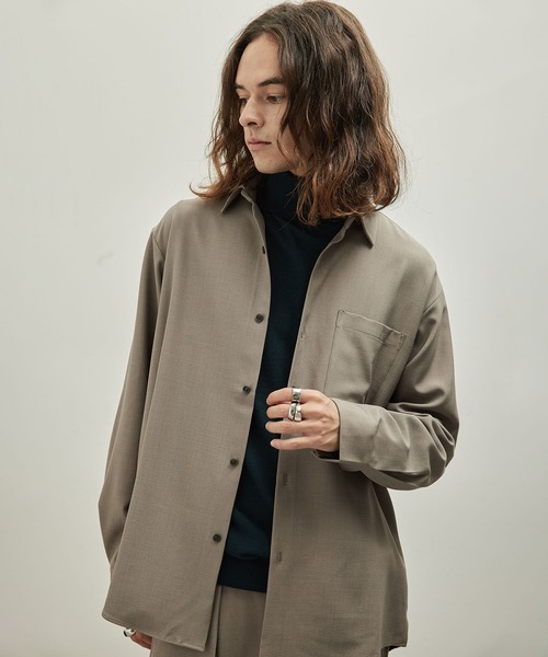 JUNRED(ジュンレッド)の「ウーリーカチオンドレープシャツ(シャツ/ブラウス・メンズ・ベージュ/ダークグリーン/ブラック・L/LL/M)」の5枚目の写真