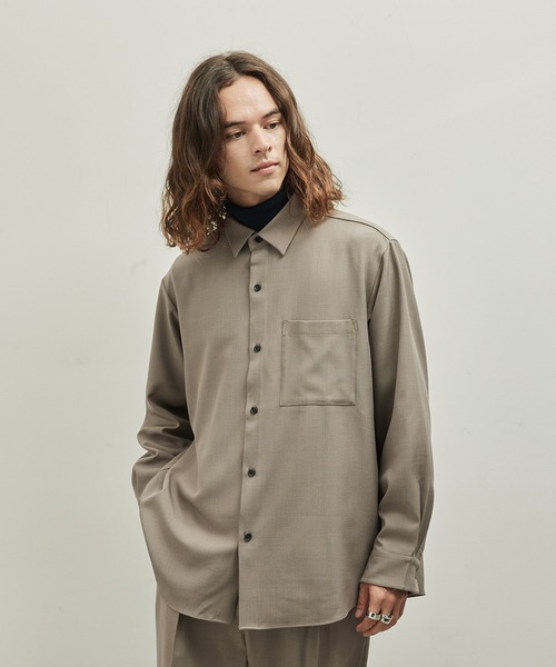 JUNRED(ジュンレッド)の「ウーリーカチオンドレープシャツ(シャツ/ブラウス・メンズ・ベージュ/ダークグリーン/ブラック・L/LL/M)」の6枚目の写真