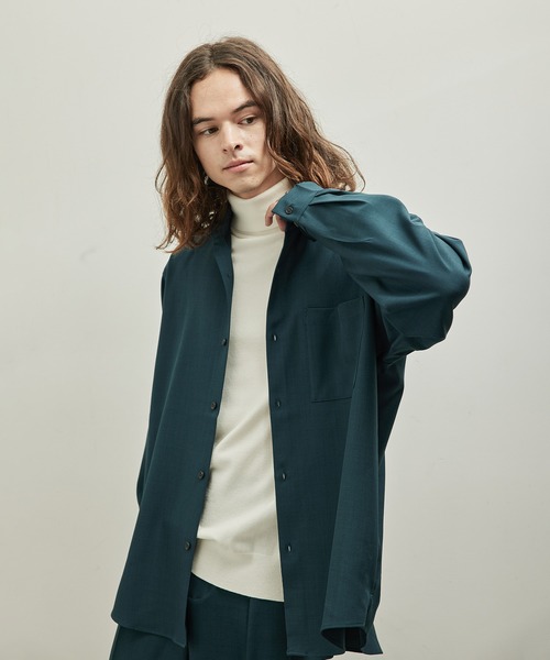 JUNRED(ジュンレッド)の「ウーリーカチオンドレープシャツ(シャツ/ブラウス・メンズ・ベージュ/ダークグリーン/ブラック・L/LL/M)」の7枚目の写真