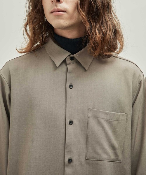 JUNRED(ジュンレッド)の「ウーリーカチオンドレープシャツ(シャツ/ブラウス・メンズ・ベージュ/ダークグリーン/ブラック・L/LL/M)」の16枚目の写真