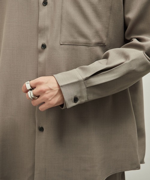 JUNRED(ジュンレッド)の「ウーリーカチオンドレープシャツ(シャツ/ブラウス・メンズ・ベージュ/ダークグリーン/ブラック・L/LL/M)」の17枚目の写真