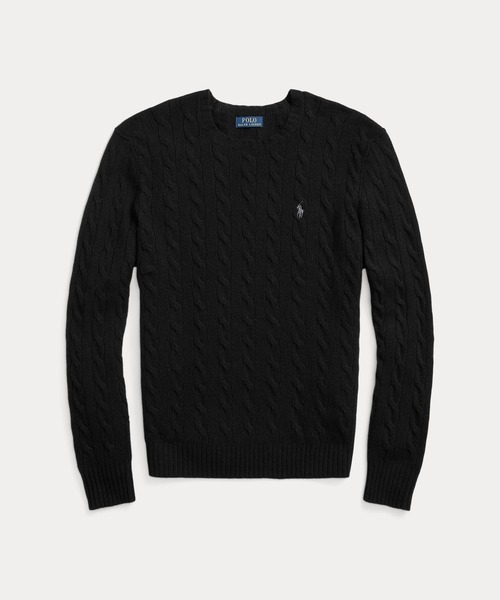POLO RALPH LAUREN（ポロ ラルフ ローレン）の「ケーブルニット ウールカシミヤ セーター（ニット/セーター・メンズ・ブラック系1・L/M/S/XL/XS/XXL）」の4枚目の写真