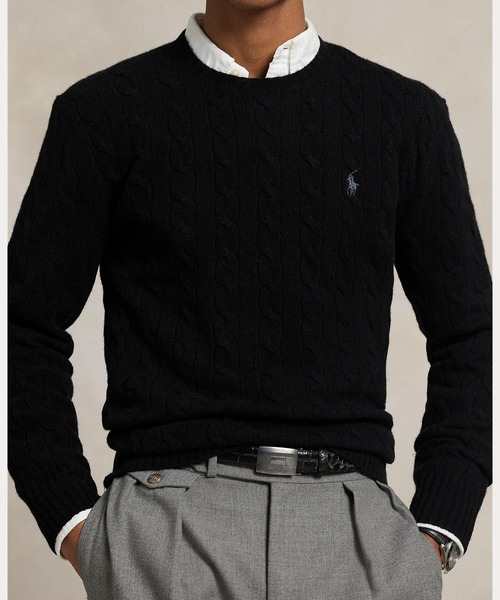POLO RALPH LAUREN（ポロ ラルフ ローレン）の「ケーブルニット ウールカシミヤ セーター（ニット/セーター・メンズ・ブラック系1・L/M/S/XL/XS/XXL）」の7枚目の写真