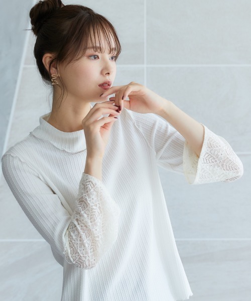 miclat（ミクラ）の「大きいサイズ　袖レースメロウカットソー　miclat（Tシャツ/カットソー・レディース・ブラック/アイボリー・L/5L/3L/4L/LL）」の3枚目の写真