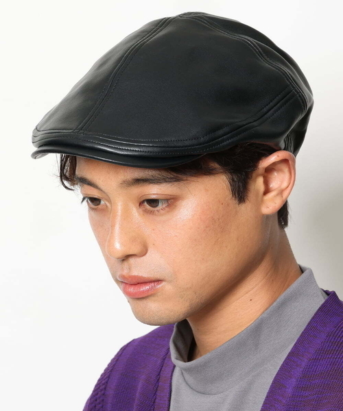 a.v.v（アーヴェヴェ）の「合皮ハンチング（ハンチング/ベレー帽・メンズ・ブラック・46）」の10枚目の写真