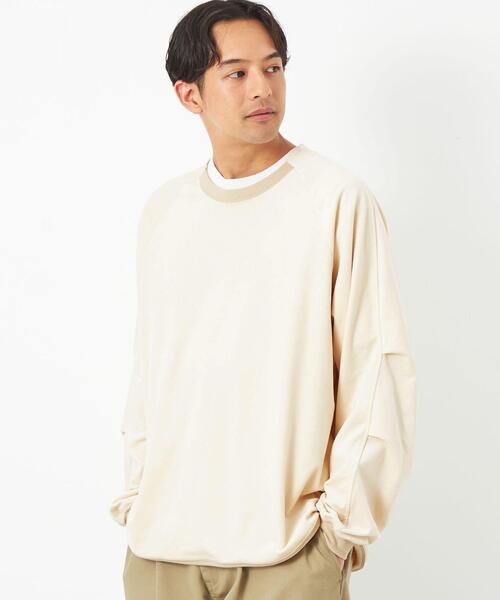 green label relaxing（グリーンレーベルリラクシング）の「Morley ベロア ラグラン 長袖 Tシャツ（Tシャツ/カットソー・メンズ・オレンジ系その他/オフホワイト/ダークグレー・L/M/S）」の2枚目の写真