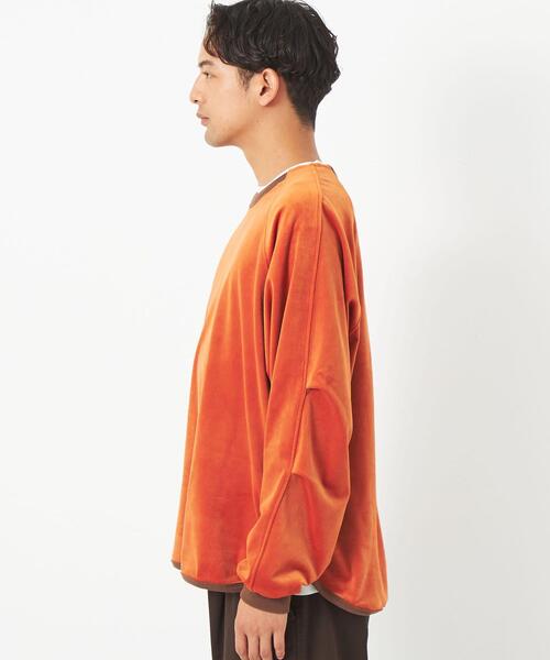 green label relaxing（グリーンレーベルリラクシング）の「Morley ベロア ラグラン 長袖 Tシャツ（Tシャツ/カットソー・メンズ・オレンジ系その他/オフホワイト/ダークグレー・L/M/S）」の5枚目の写真