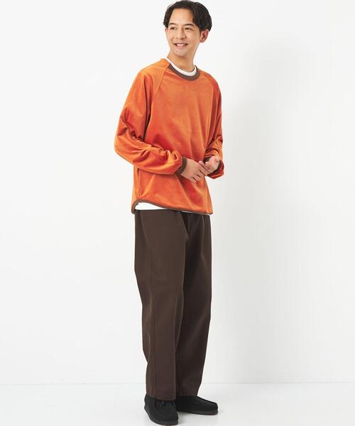 green label relaxing（グリーンレーベルリラクシング）の「Morley ベロア ラグラン 長袖 Tシャツ（Tシャツ/カットソー・メンズ・オレンジ系その他/オフホワイト/ダークグレー・L/M/S）」の7枚目の写真