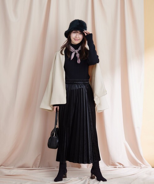 セール】【安田美沙子さん着用】ベロアプリーツスカート（スカート