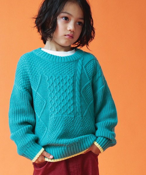 BREEZE(ブリーズ)の「【洗える/7色展開】ウォッシャブルニット(ニット/セーター・キッズ・エメラルド/オフホワイト/レッド/オレンジ/パープル/ブラウン/ネイビー・130/90/140/110/100/120/80)」の3枚目の写真