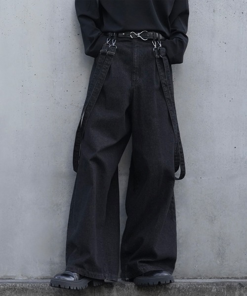超可爱 cussil/クシル】【11.5oz】ルーズシルエットダブルサスペンダー パンツ