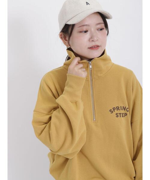 Samansa Mos2（サマンサ モスモス）の「裏毛ハーフジップスウェット（Tシャツ/カットソー・レディース・グリーン/ネイビー/イエロー/キナリ・F）」の9枚目の写真