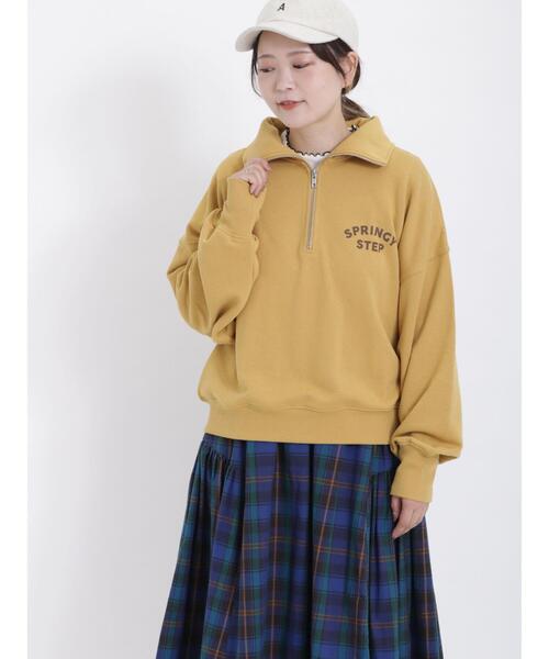 Samansa Mos2（サマンサ モスモス）の「裏毛ハーフジップスウェット（Tシャツ/カットソー・レディース・グリーン/ネイビー/イエロー/キナリ・F）」の12枚目の写真