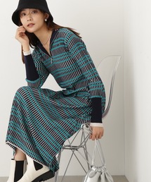 N.(N. Natural Beauty Basic) | ◆ハーフジップボーダーリブワンピース(ワンピース)